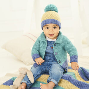 Bright bambino DK children's knitted cardigan, hat and blanket, pattern 904-9757-1