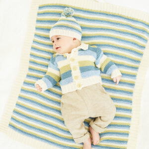 Simply stripy, blanket-cardigan and hat-299-9831