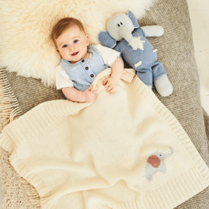 Stylecraft Bambino and Bellissima DK, Adam and Astrid Elephant Toys and Blanket Knitting Pattern 9854