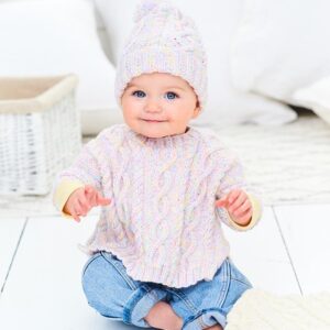 Stylecraft Bambino and Sweet Dreams DK Poncho, Blanket and Hat Knitting Pattern 9975