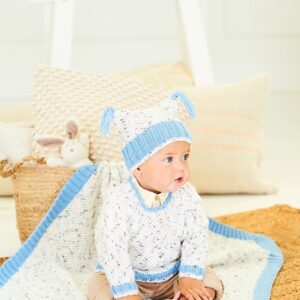 Stylecraft Bambino Dotty and Bambino DK Sweater, Hat and Blanket Knitting Pattern 10202