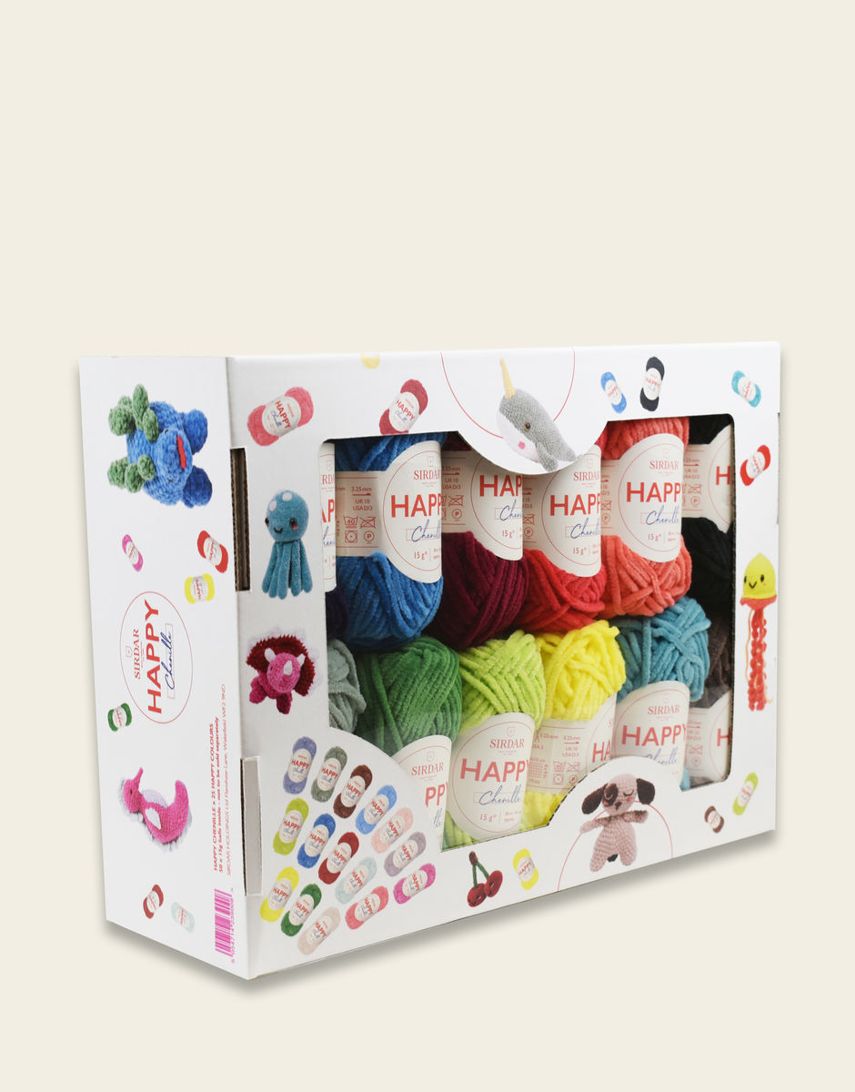 SIRDAR 25 HAPPY CHENILLE COLOURS IN A HAPPY BOX SIRDAR 25 HAPPY CHENILLE COLOURS IN A HAPPY BOX