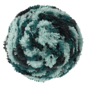 Close-up of a fluffy teal and dark blue yarn ball with soft fibers. 2806314_1 Crocodile